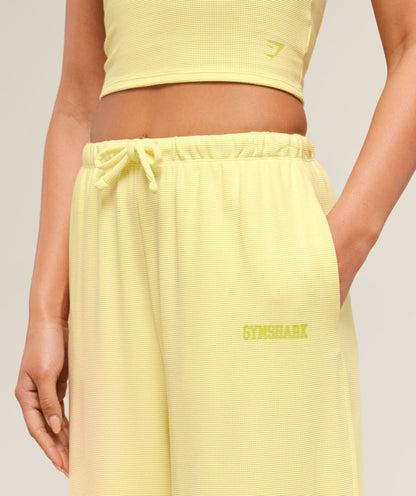Women's Gymshark Waffle Wide Leg Pants Refresh Yellow
