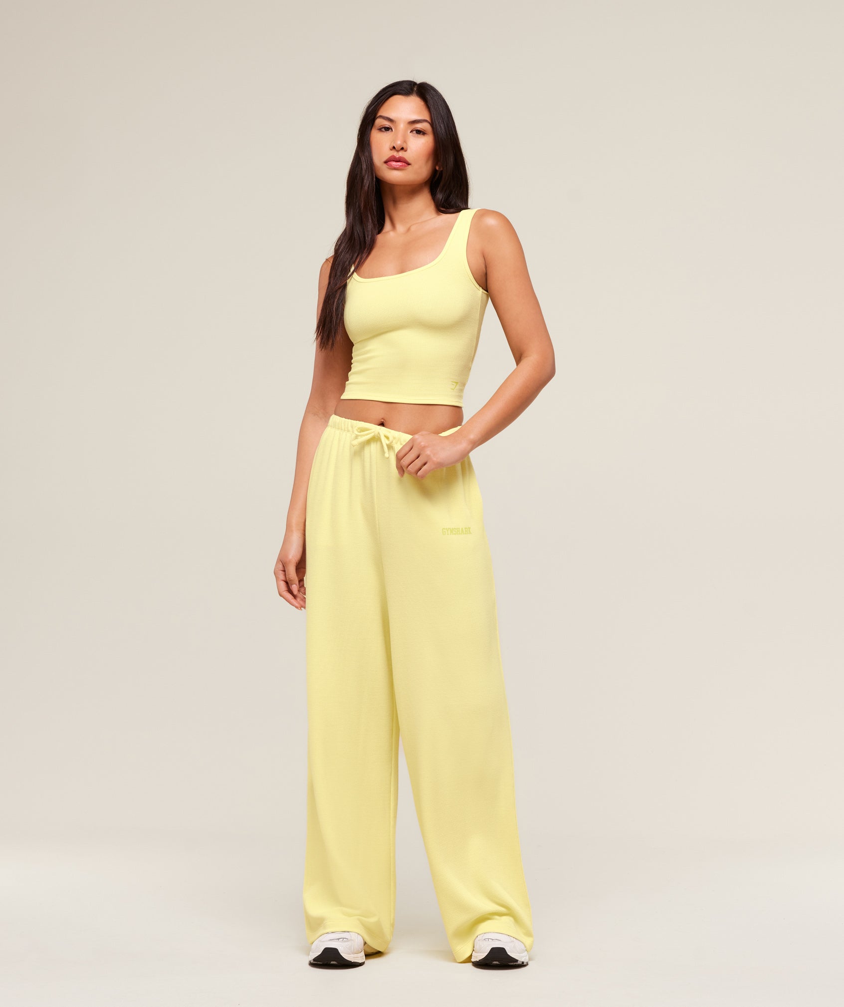 Women's Gymshark Waffle Wide Leg Pants Refresh Yellow