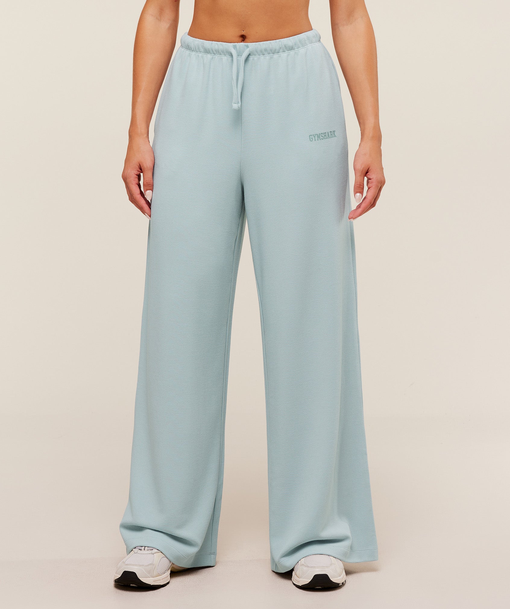 Women's Gymshark Waffle Wide Leg Pants Smoke Blue