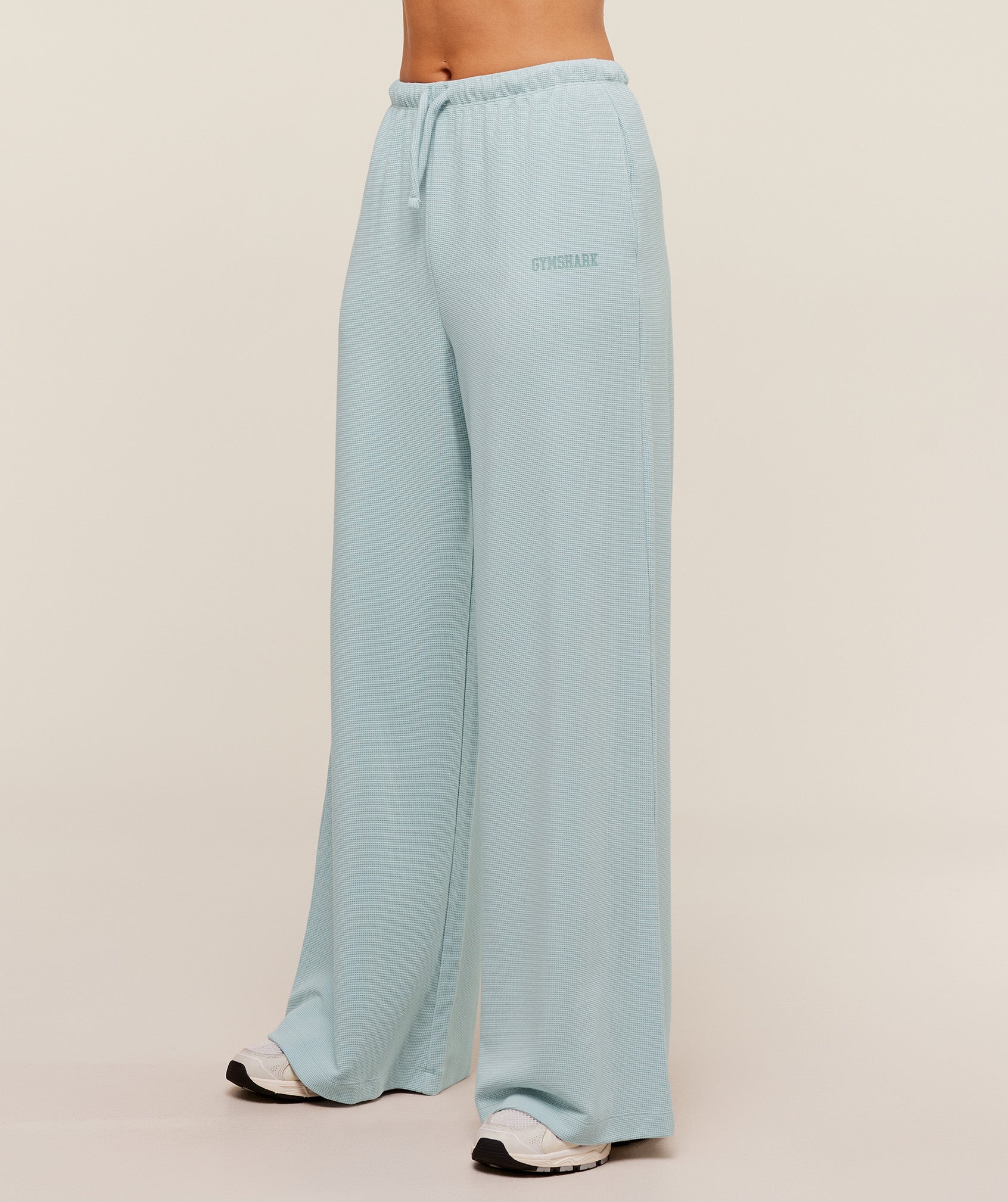 Women's Gymshark Waffle Wide Leg Pants Smoke Blue