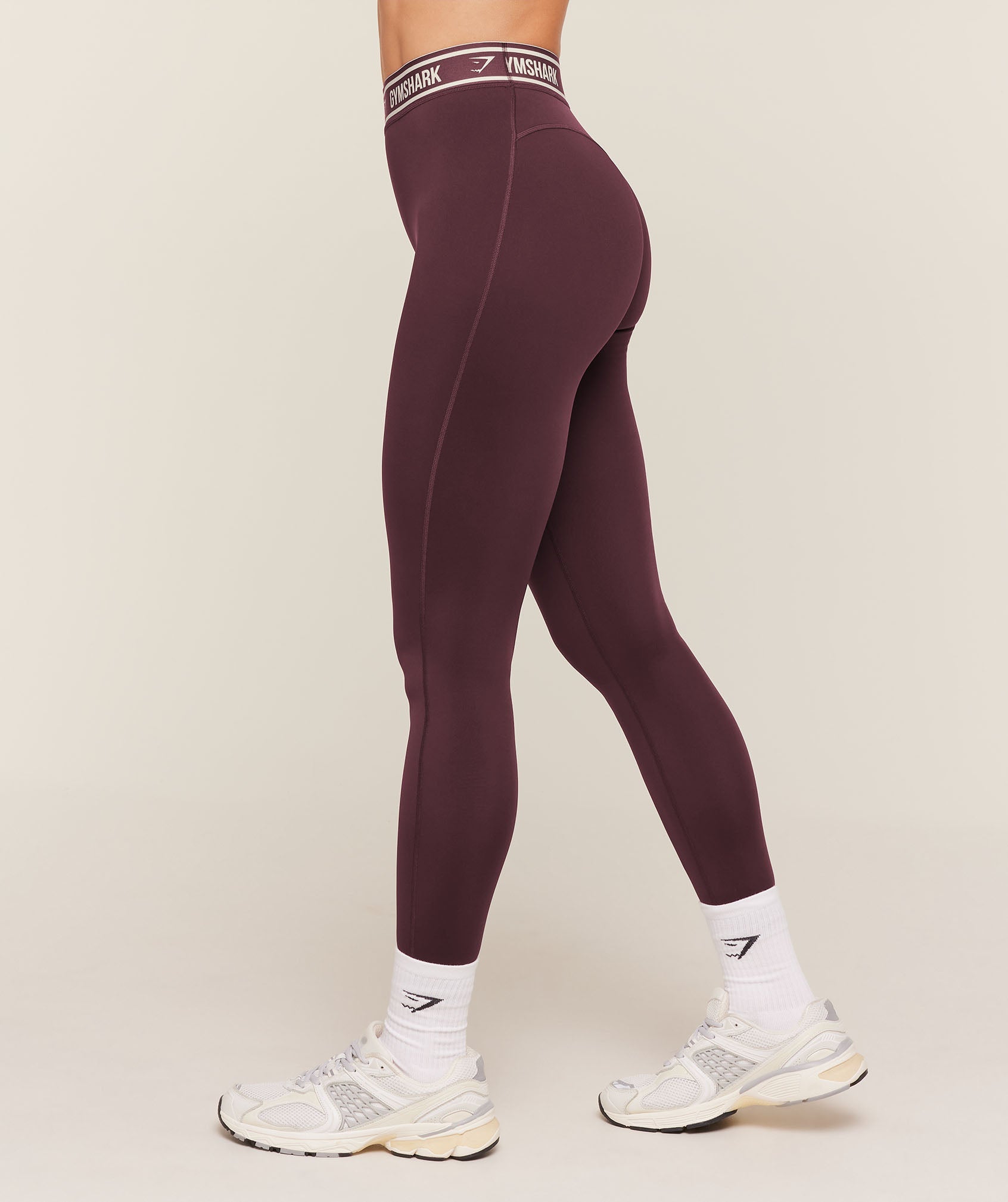 Women's Gymshark Waistband Logo Leggings Cherry Purple
