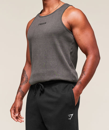 Gymshark Washed Premium Ribbed Tank Onyx Grey