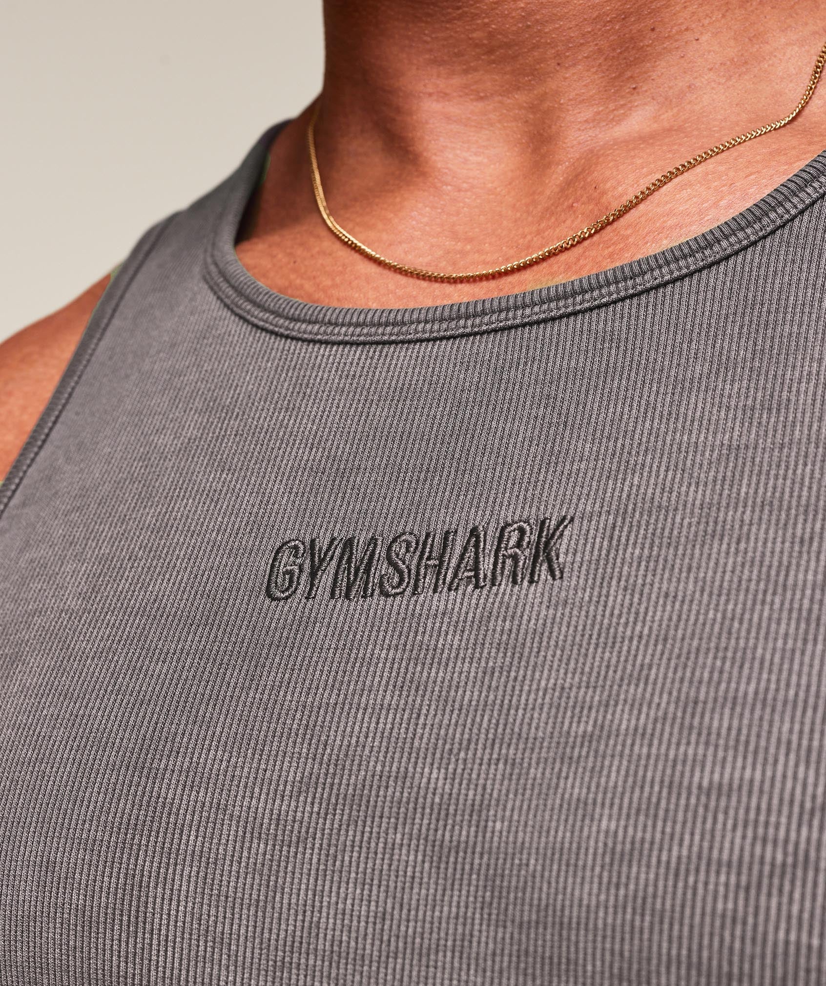 Gymshark Washed Premium Ribbed Tank Onyx Grey