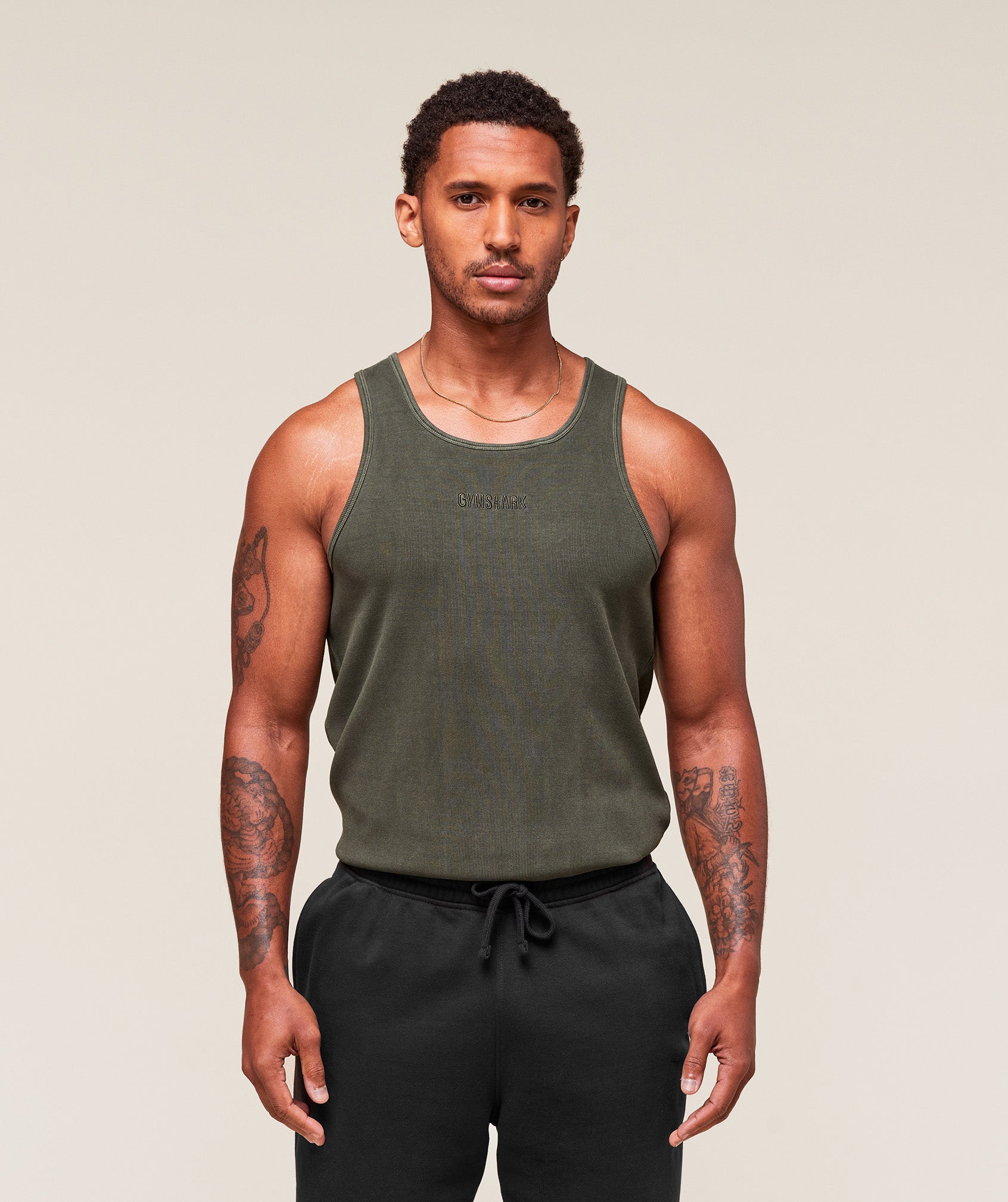 Gymshark Washed Premium Ribbed Tank Strength Green