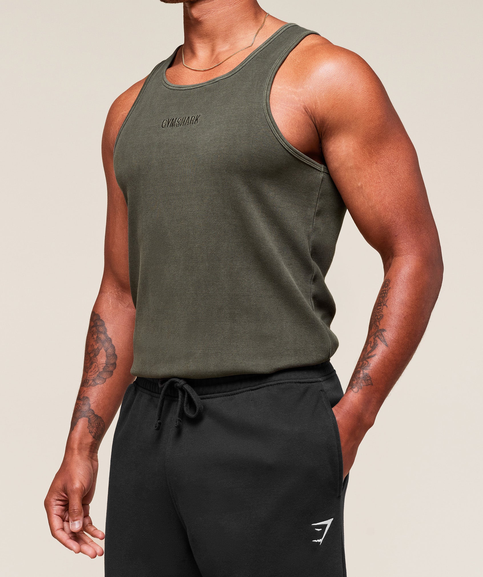 Gymshark Washed Premium Ribbed Tank Strength Green