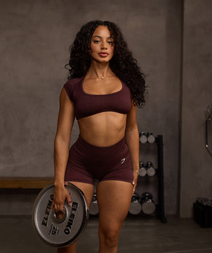 Women's Gymshark Adapt Fleck X Whitney Short Sleeve Crop Top Cherry Purple