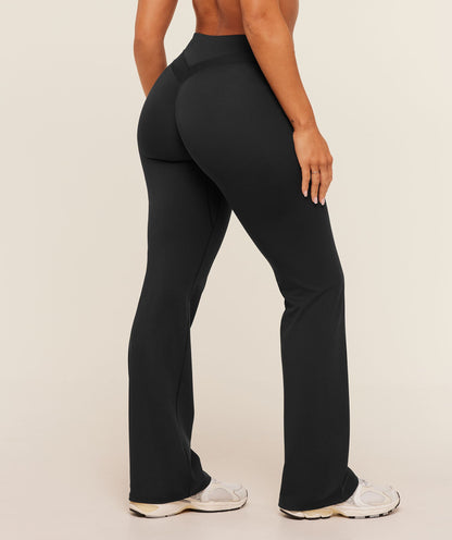 Women's Gymshark Whitney Mid-High Rise Flared Leggings Black