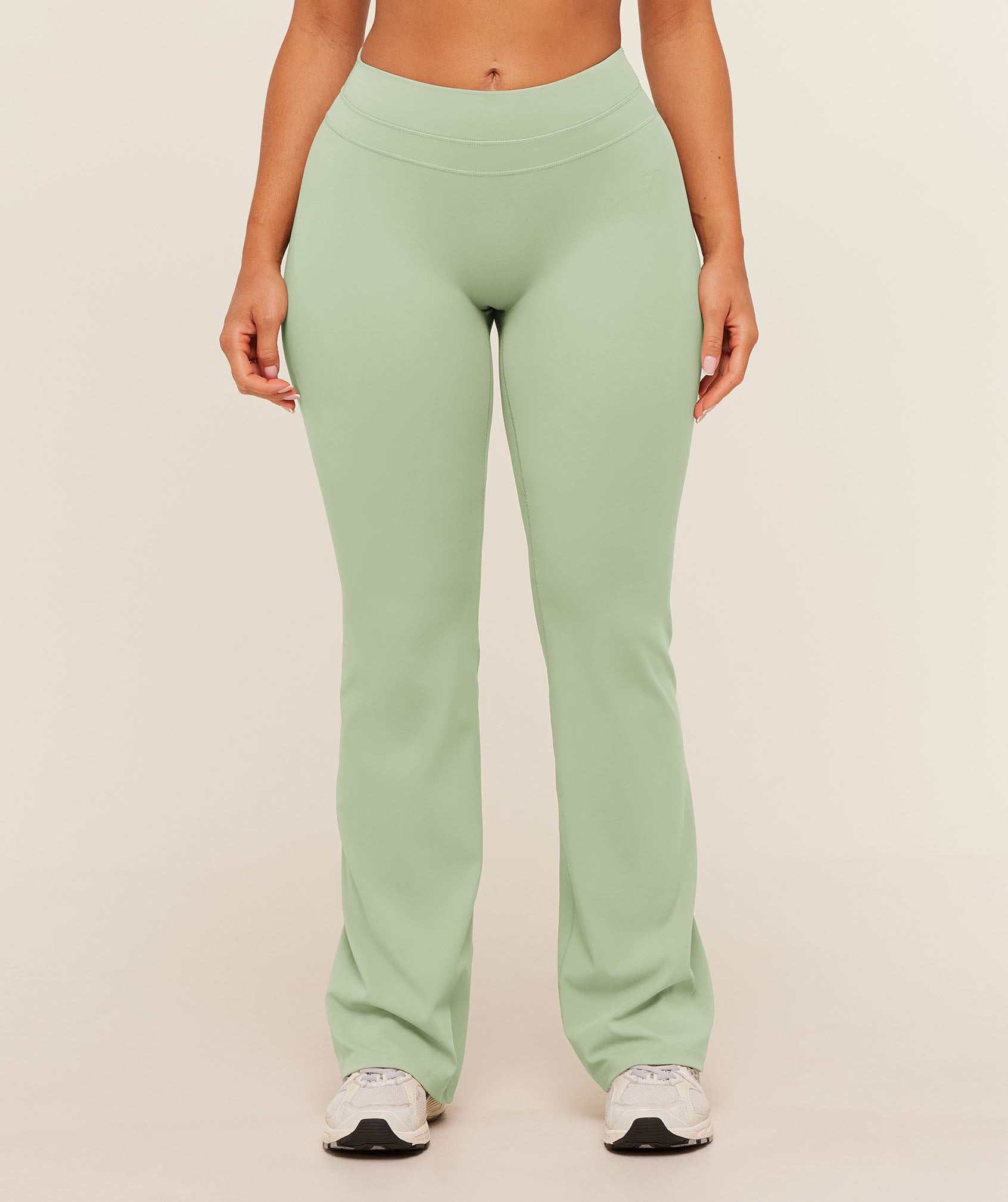 Women's Gymshark Whitney Mid-High Rise Flared Leggings Haze Green