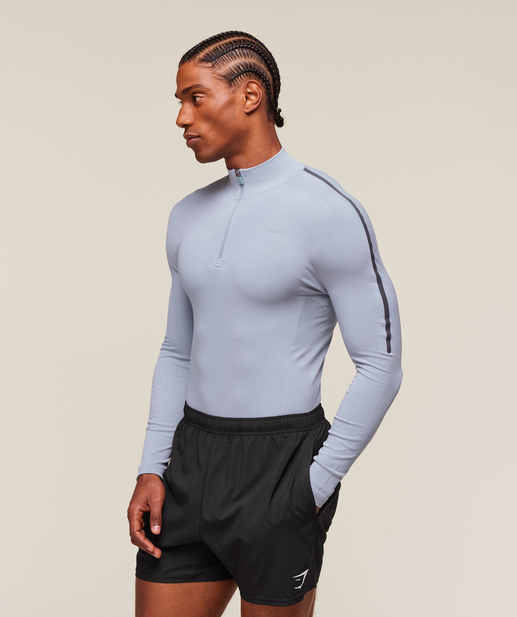 Gymshark Everywear Warp Knit 1/4 Zip Pale Blue