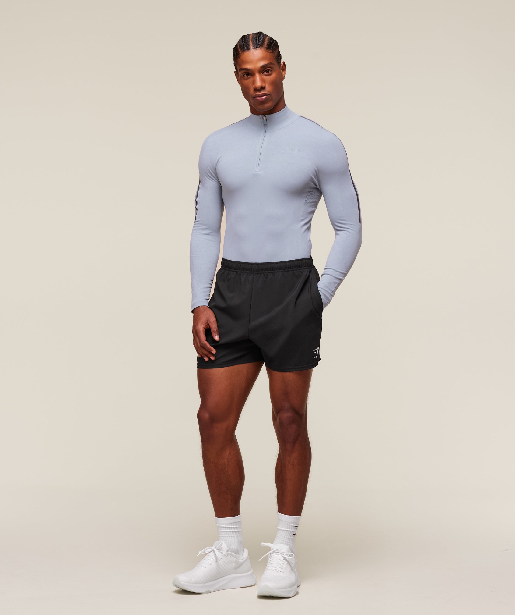 Gymshark Everywear Warp Knit 1/4 Zip Pale Blue