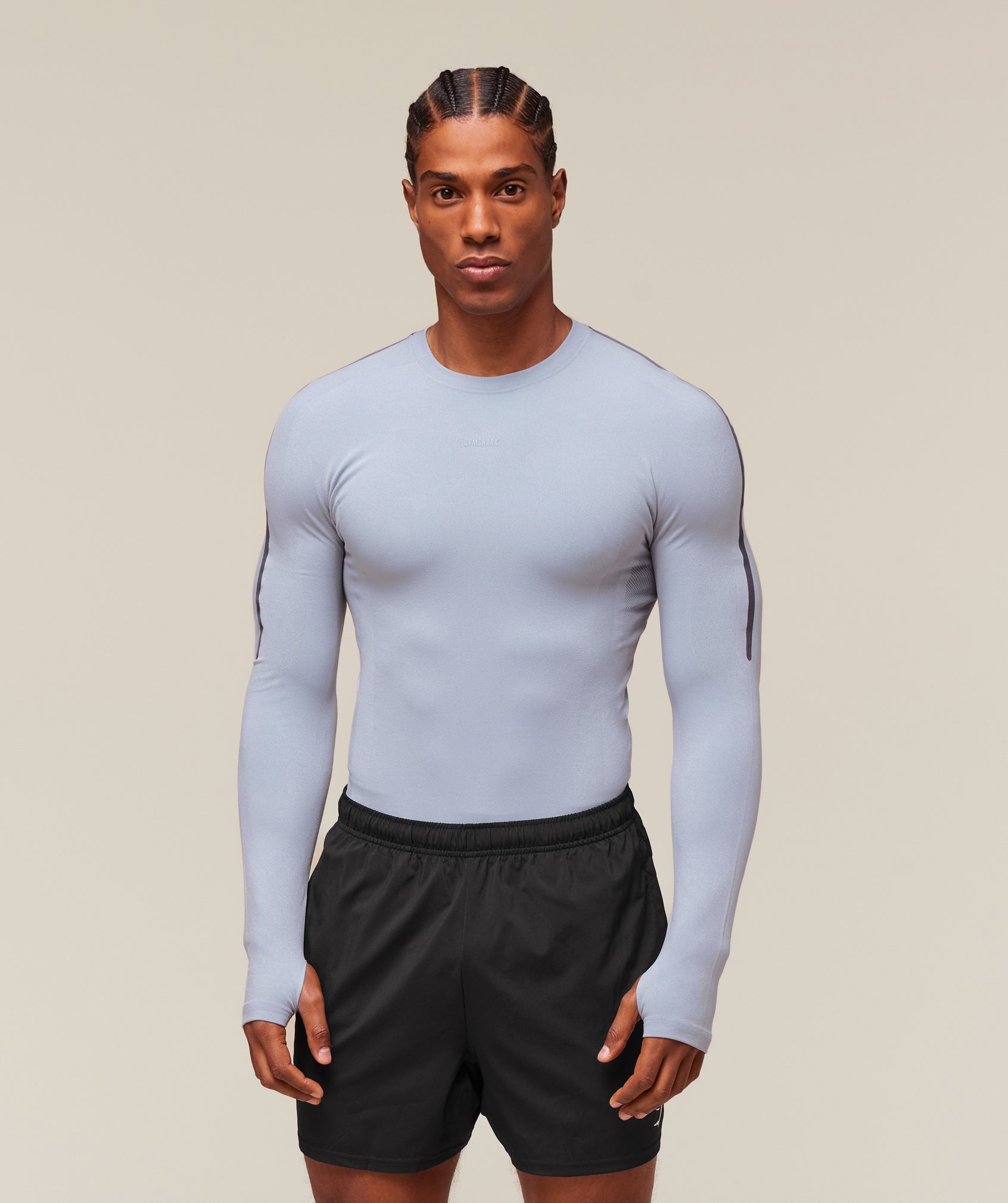 Gymshark Everywear Warp Knit Ls T-Shirt Pale Blue