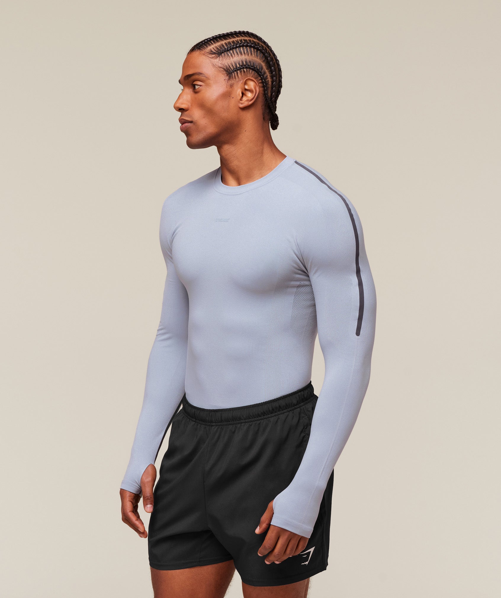 Gymshark Everywear Warp Knit Ls T-Shirt Pale Blue