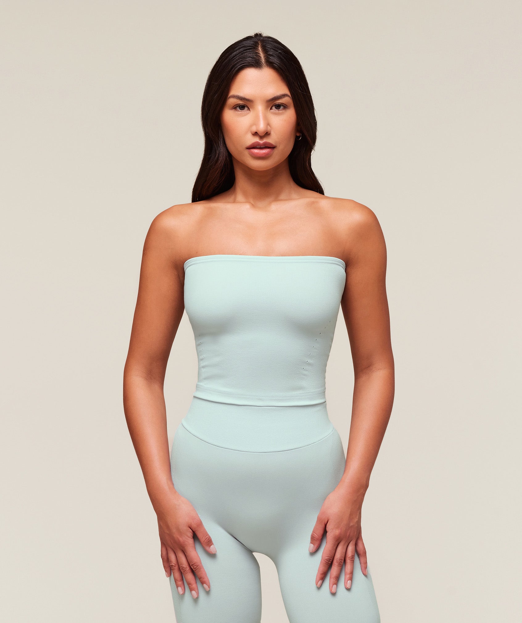 Women's Gymshark Everywear Warp Knit Tube Top Frost Blue