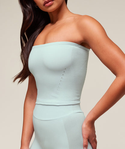 Women's Gymshark Everywear Warp Knit Tube Top Frost Blue