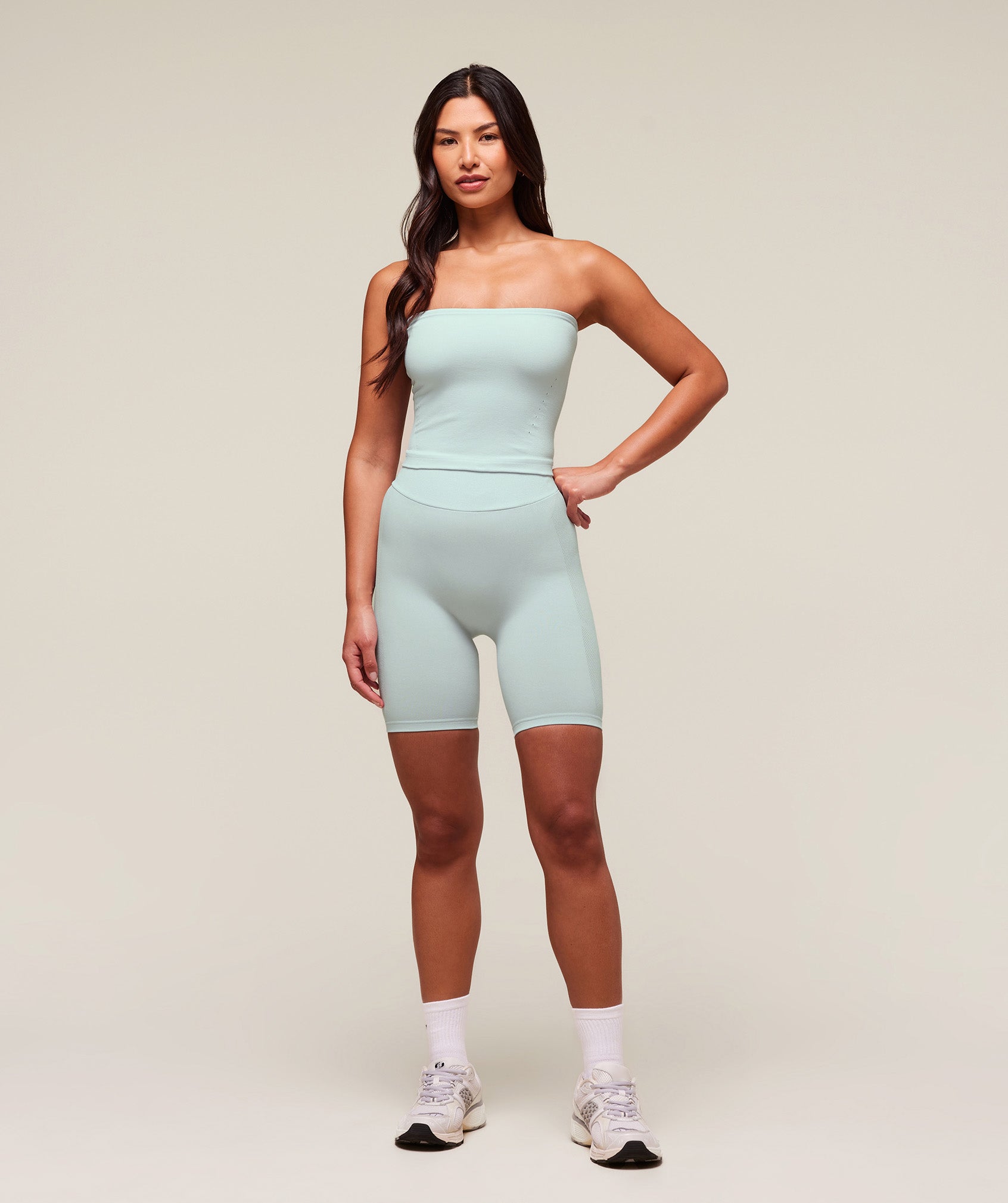 Women's Gymshark Everywear Warp Knit Tube Top Frost Blue