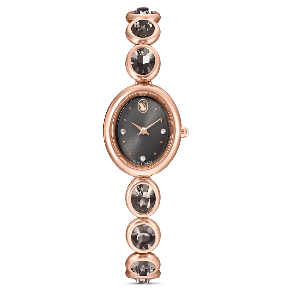 Swarovski Imber Oval Watch Swiss Made Metal Bracelet Black Rose Gold-Tone Finish SW5754814