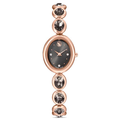 Swarovski Imber Oval Watch Swiss Made Metal Bracelet Black Rose Gold-Tone Finish SW5754814