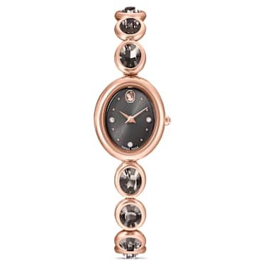 Swarovski Imber Oval Watch Swiss Made Metal Bracelet Black Rose Gold-Tone Finish SW5754814