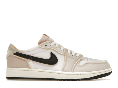 Jordan 1 Retro Low OG EX Coconut Milk deconstructed textile upper in Crisp White and Off-White, lateral view