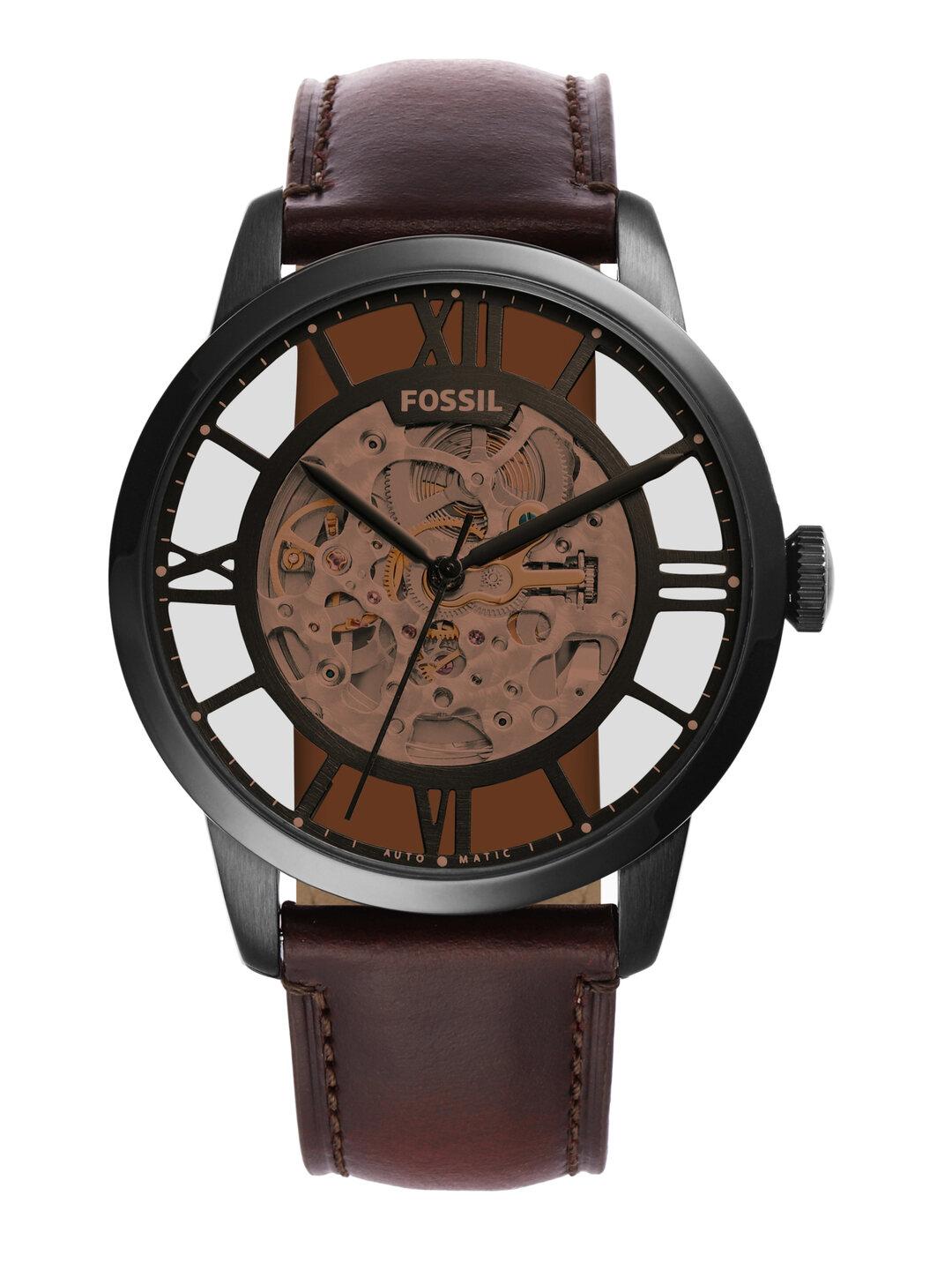 Myntra Buy Fossil Men Black Printed Leather Analogue Watch ME3098 Accessories For Men