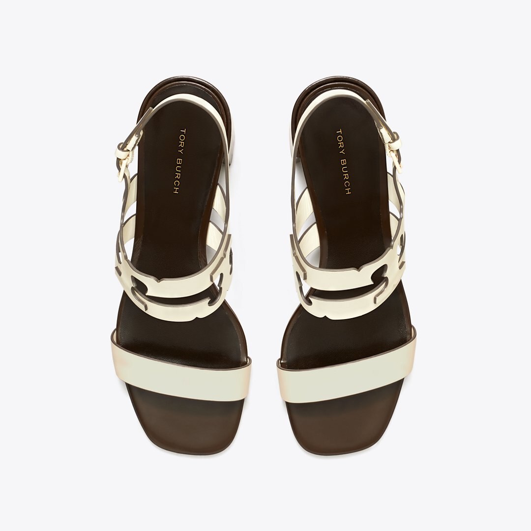 Tory Burch Ines Heeled Sandal LIGHT CREAM / COCOA
