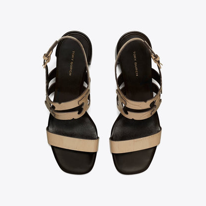 Tory Burch Ines Heeled Sandal STORMY GRAY / COCONUT