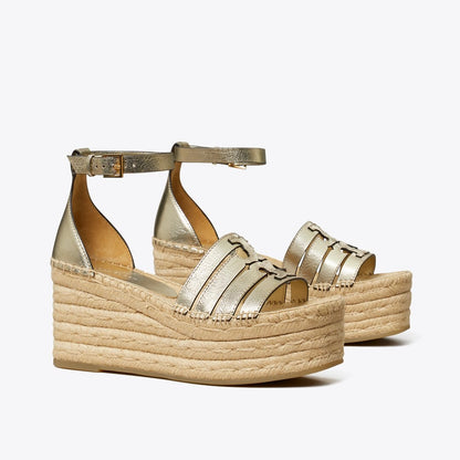 Tory Burch Ines Platform Espadrille Wedge SPARK GOLD