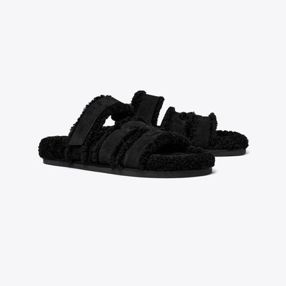 Tory Burch Ines Shearling Sport Slide PERFECT BLACK / BLACK