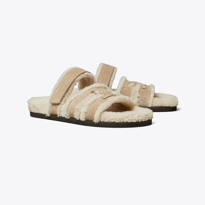 Tory Burch Ines Shearling Sport Slide NOISETTE / TAUPE