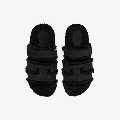 Tory Burch Ines Shearling Sport Slide PERFECT BLACK / BLACK