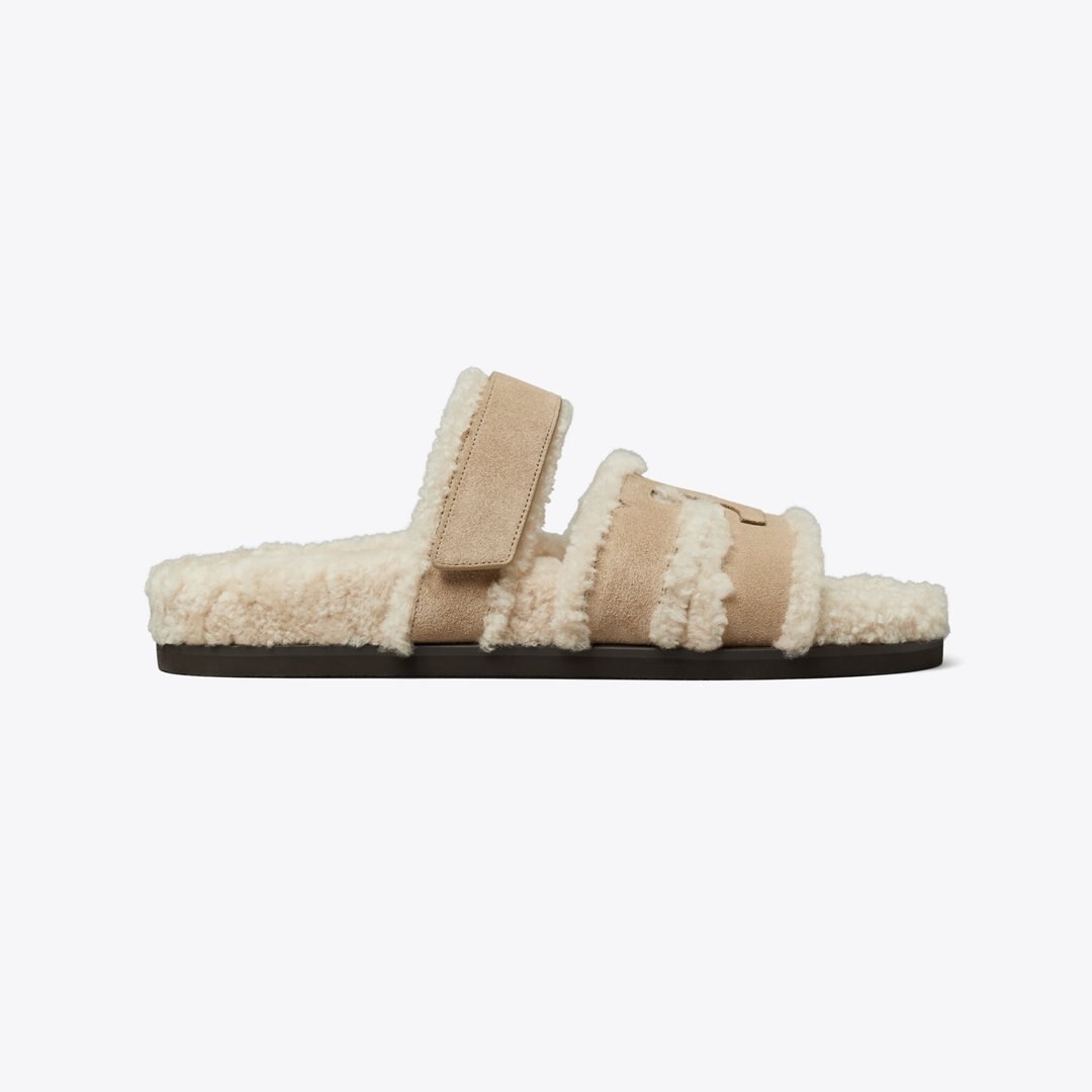 Tory Burch Ines Shearling Sport Slide NOISETTE / TAUPE