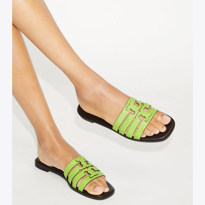 Tory Burch Ines Slide LIGHT CHARTREUSE / COCOA
