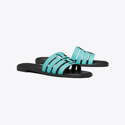 Tory Burch Ines Slide AQUA TEAL / COCOA
