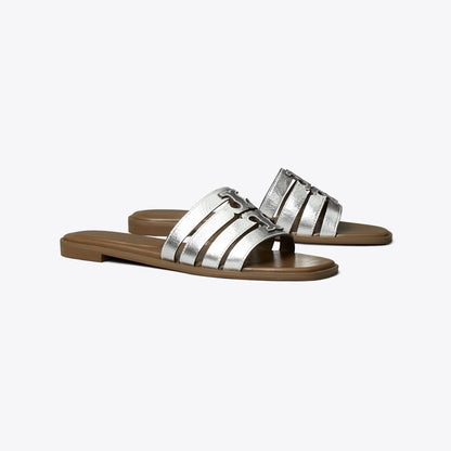 Tory Burch Ines Slide SILVER / WILD MUSHROOM