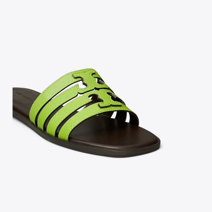 Tory Burch Ines Slide LIGHT CHARTREUSE / COCOA