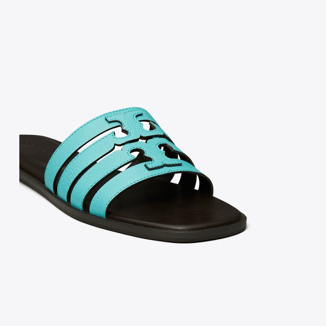 Tory Burch Ines Slide AQUA TEAL / COCOA