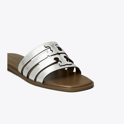 Tory Burch Ines Slide SILVER / WILD MUSHROOM