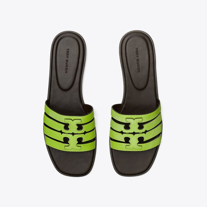 Tory Burch Ines Slide LIGHT CHARTREUSE / COCOA