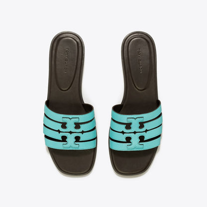 Tory Burch Ines Slide AQUA TEAL / COCOA