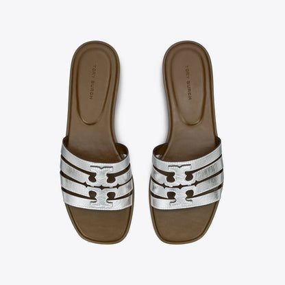 Tory Burch Ines Slide SILVER / WILD MUSHROOM