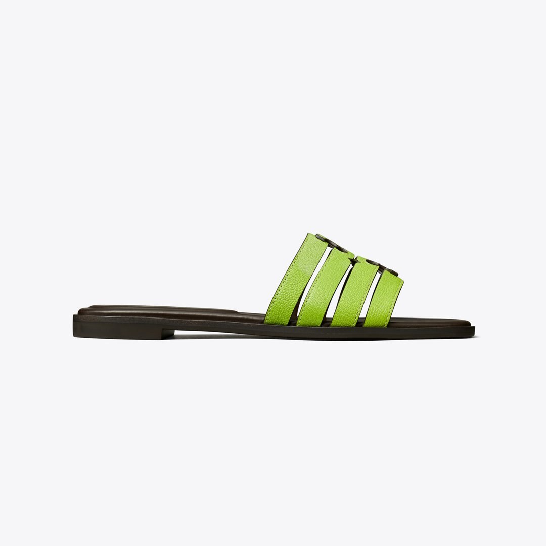 Tory Burch Ines Slide LIGHT CHARTREUSE / COCOA
