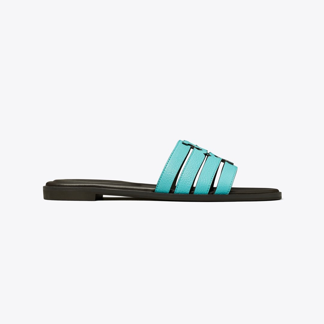 Tory Burch Ines Slide AQUA TEAL / COCOA