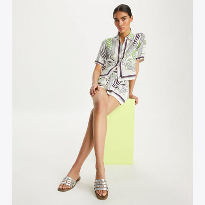 Tory Burch Ines Slide SILVER / WILD MUSHROOM