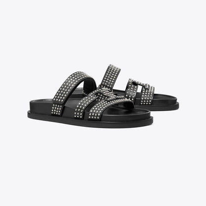 Tory Burch Ines Sport Studded Slide PERFECT BLACK