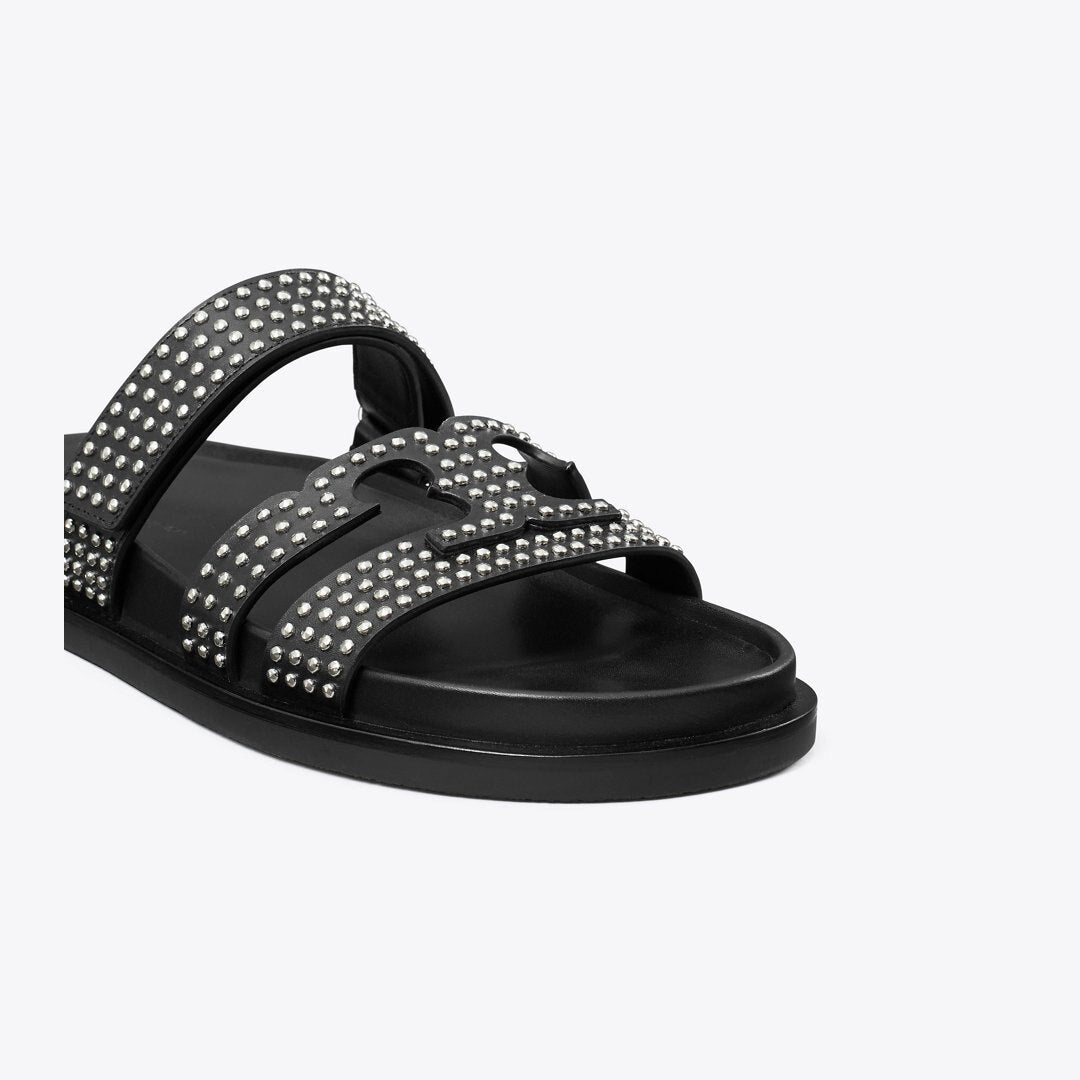 Tory Burch Ines Sport Studded Slide PERFECT BLACK