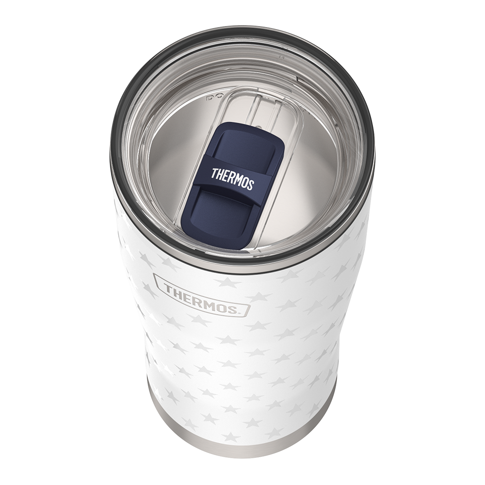Thermos 24oz ICON TUMBLER WITH SLIDE LOCK LID White Stars