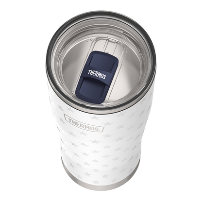 Thermos 24oz ICON TUMBLER WITH SLIDE LOCK LID White Stars