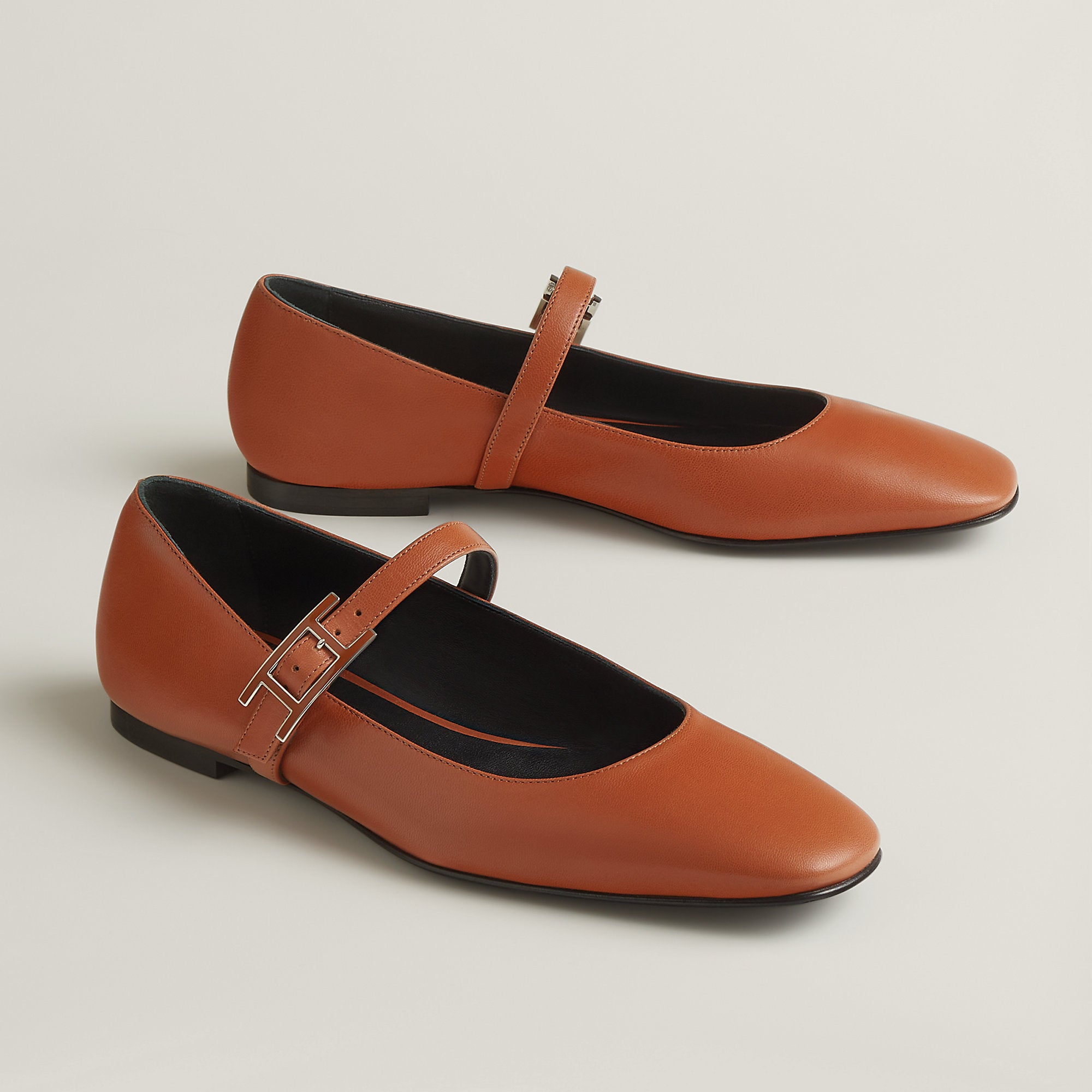  Hermes Jane Ballet Flat Marron Alezan
