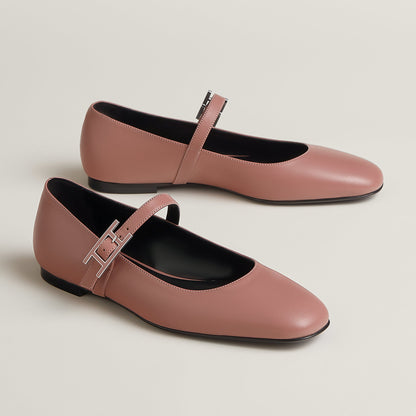  Hermes Jane Ballet Flat Rose Antique