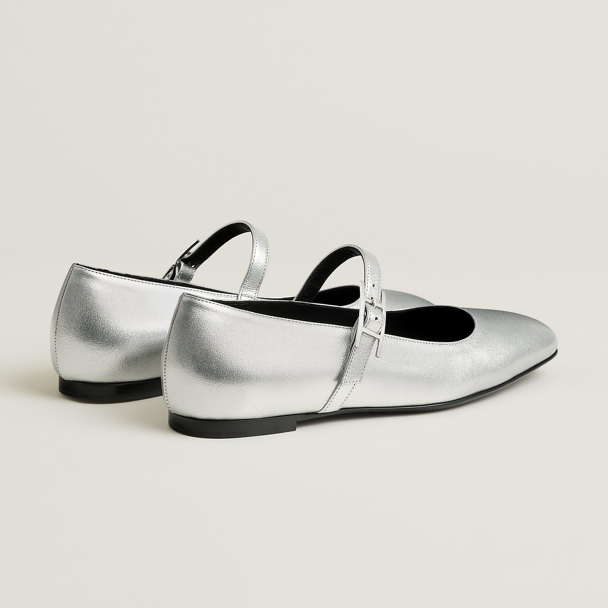 Hermes Jane Ballet Flat Gris Argent